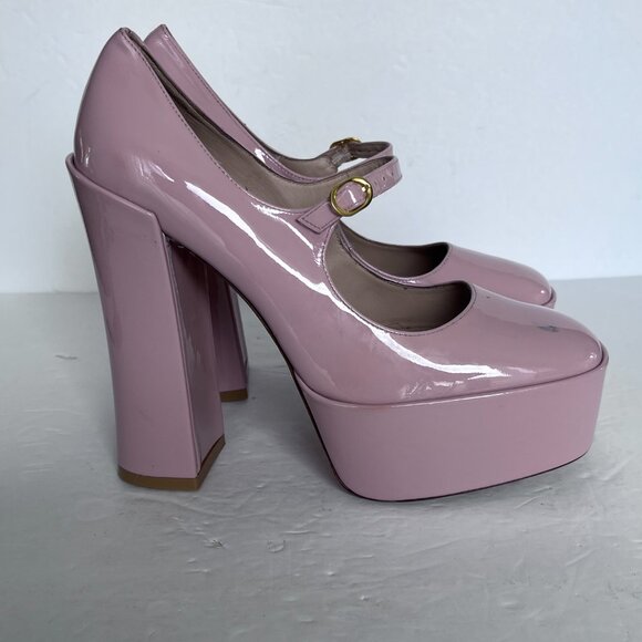 Stuart Weitzman Platform Pumps 9B‎ Blush Pink Patent Leather Mary Jane Sky High - Picture 3 of 12